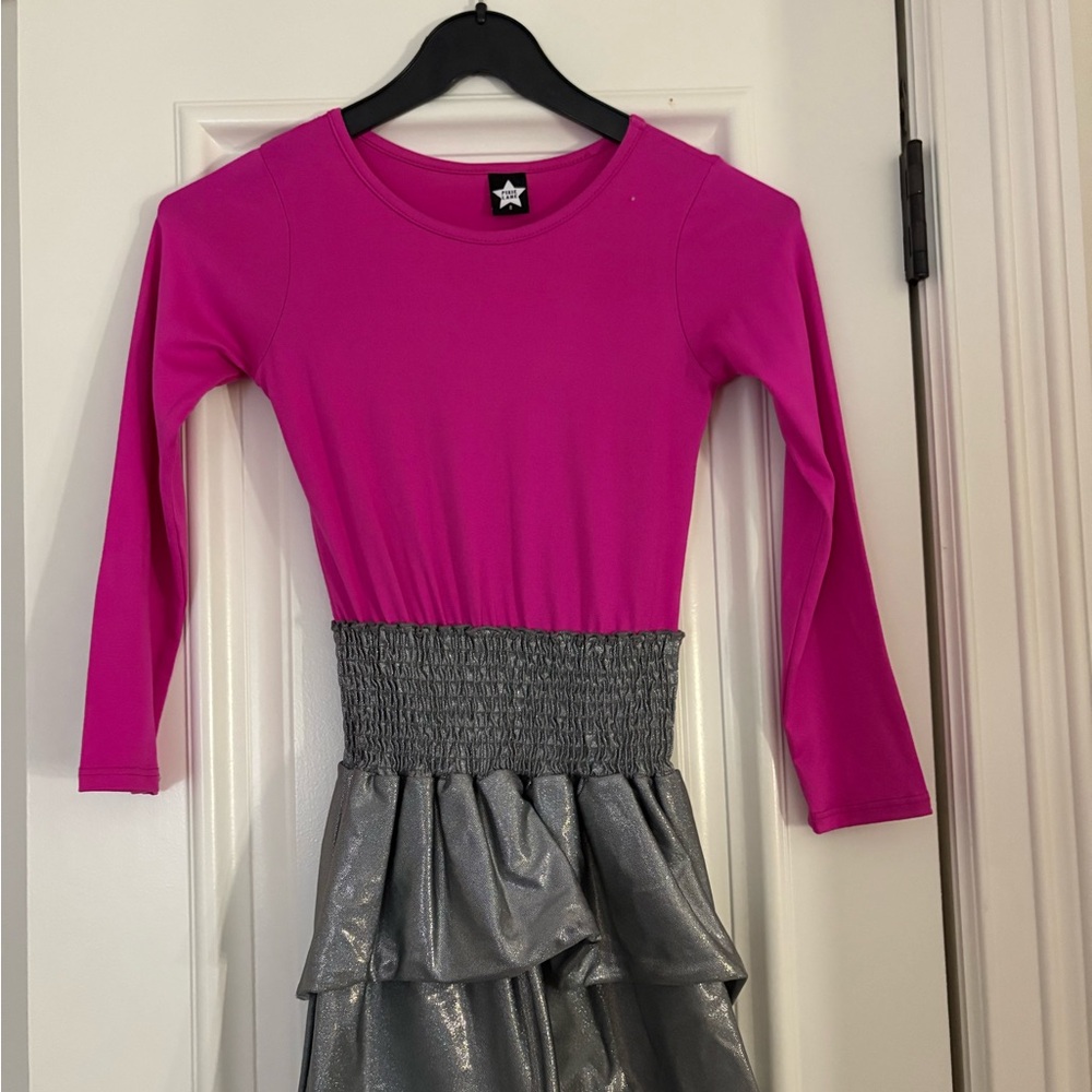 Pink and Silver Kids Casual Dress